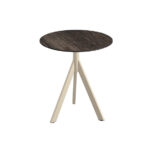 Feros Infinity Tripod - Terrassentisch sandfarbenes Gestell + Riverwashed Holz HPL-Platte Ø70 cm, Sand + Riverwashed Holz