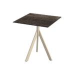 Feros Infinity Tripod - Terrassentisch sandfarbenes Gestell + Riverwashed Holz HPL-Platte 70x70 cm, Sand + Riverwashed Holz