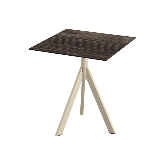 140031477_infinity_tripod_bistro_sand-river-wood_1.jpg Feros Infinity Tripod - Terrassentisch sandfarbenes Gestell + Riverwashed Holz HPL-Platte 70x70 cm, Sand + Riverwashed Holz – Bild 1
