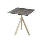 Feros Infinity Tripod - Terrassentisch sandfarbenes Gestell + Galaxy-Marmor HPL-Platte 70x70 cm, Sand + Galaxy Marmor