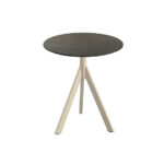 Feros Infinity Tripod - Terrassentisch sandfarbenes Gestell + Midnight-Marmor HPL-Platte Ø70 cm, Sand + Midnight Marmor