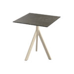 Feros Infinity Tripod - Terrassentisch sandfarbenes Gestell + Midnight-Marmor HPL-Platte 70x70 cm, Sand + Midnight Marmor