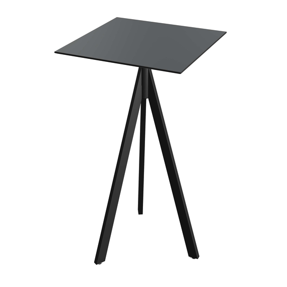 140041077_infinity_tripod_bar_black-black_1.jpg Feros Infinity Tripod - Bartisch schwarzes Gestell + schwarze HPL-Platte 70x70 cm, Schwarz + Schwarz – Bild 1