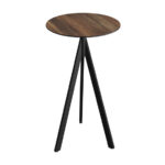 Feros Infinity Tripod - Bartisch schwarzes Gestell + Tropenholz HPL-Platte Ø70 cm, Schwarz + Tropenholz