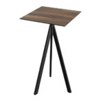 Feros Infinity Tripod - Bartisch schwarzes Gestell + Tropenholz HPL-Platte 70x70 cm, Schwarz + Tropenholz