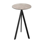 Feros Infinity Tripod - Bartisch schwarzes Gestell + Moonstone HPL-Platte Ø70 cm, Schwarz + Moonstone