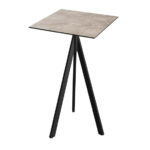 Feros Infinity Tripod - Bartisch schwarzes Gestell + Moonstone HPL-Platte 70x70 cm, Schwarz + Moonstone