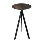 Feros Infinity Tripod - Bartisch schwarzes Gestell + Riverwashed Holz HPL-Platte Ø70 cm, Schwarz + Riverwashed Holz