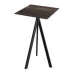 Feros Infinity Tripod - Bartisch schwarzes Gestell + Riverwashed Holz HPL-Platte 70x70 cm, Schwarz + Riverwashed Holz