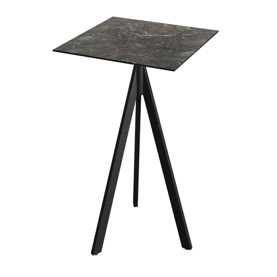 140041577_infinity_tripod_bar_black-galamarble_1.jpg Feros Infinity Tripod - Bartisch schwarzes Gestell + Galaxy-Marmor HPL-Platte 70x70 cm, Schwarz + Galaxy Marmor – Bild 1