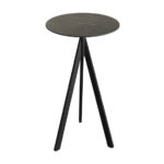 Feros Infinity Tripod - Bartisch schwarzes Gestell + Midnight-Marmor HPL-Platte Ø70 cm, Schwarz + Midnight Marmor