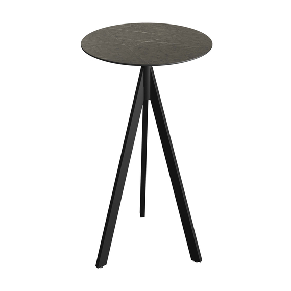 140041670_infinity_tripod_bar_black-midnmarble.jpg Feros Infinity Tripod - Bartisch schwarzes Gestell + Midnight-Marmor HPL-Platte Ø70 cm, Schwarz + Midnight Marmor – Bild 1