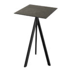 Feros Infinity Tripod - Bartisch schwarzes Gestell + Midnight-Marmor HPL-Platte 70x70 cm, Schwarz + Midnight Marmor