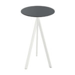 Feros Infinity Tripod - Bartisch weißes Gestell + schwarze HPL-Platte Ø70 cm, Weiß + Schwarz