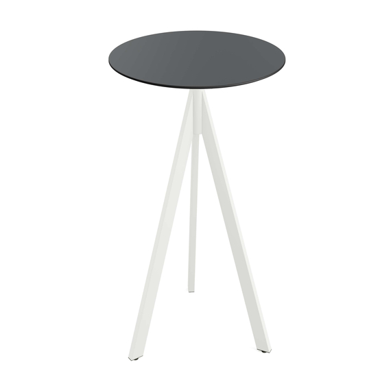 140051070_infinity_tripod_bar_white-black_1.jpg Feros Infinity Tripod - Bartisch weißes Gestell + schwarze HPL-Platte Ø70 cm, Weiß + Schwarz – Bild 1