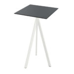 Feros Infinity Tripod - Bartisch weißes Gestell + schwarze HPL-Platte 70x70 cm, Weiß + Schwarz