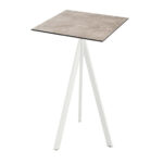 Feros Infinity Tripod - Bartisch weißes Gestell + Moonstone HPL-Platte 70x70 cm, Weiß + Moonstone