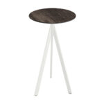 Feros Infinity Tripod - Bartisch weißes Gestell + Riverwashed Holz HPL-Platte Ø70 cm, Weiß + Riverwashed Holz