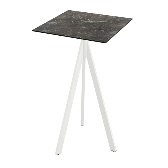 140051577_infinity_tripod_bar_white-galamarble_1.jpg Feros Infinity Tripod - Bartisch weißes Gestell + Galaxy-Marmor HPL-Platte 70x70 cm, Weiß + Galaxy Marmor – Bild 1