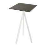 Feros Infinity Tripod - Bartisch weißes Gestell + Midnight-Marmor HPL-Platte 70x70 cm, Weiß + Midnight Marmor