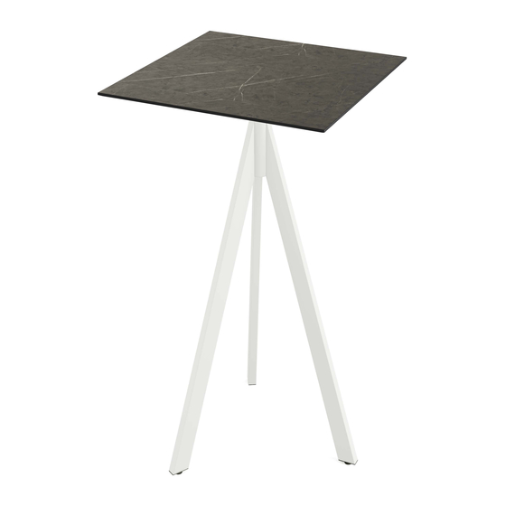 140051677_infinity_tripod_bar_white-midnmarble.jpg Feros Infinity Tripod - Bartisch weißes Gestell + Midnight-Marmor HPL-Platte 70x70 cm, Weiß + Midnight Marmor – Bild 1