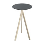 Feros Infinity Tripod - Bartisch sandfarbenes Gestell + schwarze HPL-Platte Ø70 cm, Sand + Schwarz