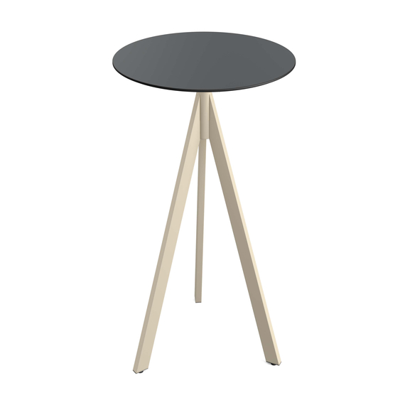140061070_infinity_tripod_bar_sand-black_1.jpg Feros Infinity Tripod - Bartisch sandfarbenes Gestell + schwarze HPL-Platte Ø70 cm, Sand + Schwarz – Bild 1