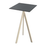 Feros Infinity Tripod - Bartisch sandfarbenes Gestell + schwarze HPL-Platte 70x70 cm, Sand + Schwarz