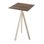 Feros Infinity Tripod - Bartisch sandfarbenes Gestell + Tropenholz HPL-Platte 70x70 cm, Sand + Tropenholz