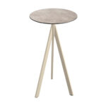 Feros Infinity Tripod - Bartisch sandfarbenes Gestell + Moonstone HPL-Platte Ø70 cm, Sand + Moonstone