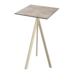 Feros Infinity Tripod - Bartisch sandfarbenes Gestell + Moonstone HPL-Platte 70x70 cm, Sand + Moonstone