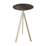 Feros Infinity Tripod - Bartisch sandfarbenes Gestell + Riverwashed Holz HPL-Platte Ø70 cm, Sand + Riverwashed Holz