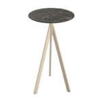 Feros Infinity Tripod - Bartisch sandfarbenes Gestell + Galaxy-Marmor HPL-Platte Ø70 cm, Sand + Galaxy Marmor