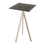 Feros Infinity Tripod - Bartisch sandfarbenes Gestell + Galaxy-Marmor HPL-Platte 70x70 cm, Sand + Galaxy Marmor