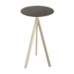 Feros Infinity Tripod - Bartisch sandfarbenes Gestell + Midnight-Marmor HPL-Platte Ø70 cm, Sand + Midnight Marmor