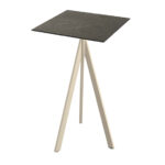 Feros Infinity Tripod - Bartisch sandfarbenes Gestell + Midnight-Marmor HPL-Platte 70x70 cm, Sand + Midnight Marmor