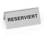 Was Germany Hinweisschild "Reserviert" Set, 10 x 5 x 5 cm, Set á 12 Stück, Chromnickelstahl