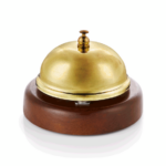 Was Germany Rezeptionsglocke mit Holzunterteil, Ø 9 cm, goldfarben, Edelstahl