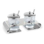 Was Germany Menage, mit 2 Edelstahllöffeln, 200 ml, 22,5 x 10 cm, Edelstahl, Glas