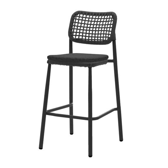 150513_dante_bar_chair_black_1.jpg Feros Dante – Stapel-Barstuhl, Schwarz Gestell + Seil – Bild 1