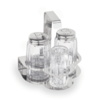Essentials Menage 3-teilig, Salz, Pfeffer & Zahnstocher, Höhe 10,5 cm, Edelstahl, Glas