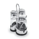 Was Germany Menage 3-teilig MENAGE 1755, Salz & Pfeffer, Senfglas, Chromnickelstahl, Edelstahl, Kunststoff, Glas