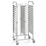 Was Germany Regalwagen CANTINA GN 1/1 für 30 Behälter/60 Tabletts, 55 x 74 x 171 cm, Chromnickelstahl
