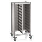 Was Germany Tablettwagen SINGLE GN 1/1 MENSA, für 2x10 Tabletts, silber, 80 x 60 x 165 cm, MDF/Aluminium