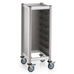 Was Germany Tablettwagen SINGLE MENSA, für 7 Tabletts, silber, 51,5 x 47,5 x 125 cm, MDF Holzoptik/Aluminium