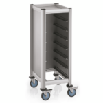 Was Germany Tablettwagen SINGLE GN 1/1 MENSA, für 7 Tabletts, silber, 60,5 x 44,5 x 125 cm, MDF/Aluminium