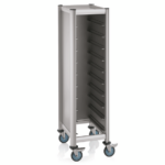 Was Germany Tablettwagen SINGLE GN 1/1 MENSA, für 10 Tabletts, silber, 60,5 x 44,5 x 165 cm, MDF/Aluminium