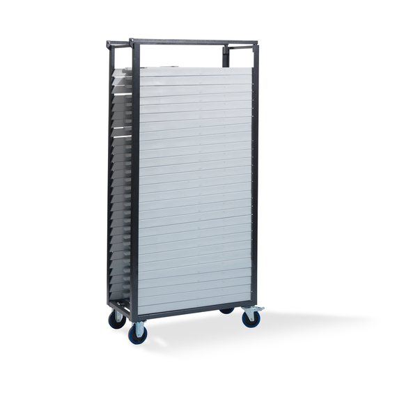 1_trolley_folding_weddingchair_t90400_shadow_hr.jpg Feros Trolley Klapp-Hochzeitsstühle - für 30 Stück, Hammerite Silber – Bild 1