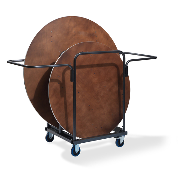 1_trolley_foldingtable_round_t90500_shadow_hr.jpg Feros Trolley für 8 runde Klapptische, Hammerite Silber – Bild 1