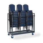 Feros Trolley Stapelstühle - für bis zu 30 Stapelstühle, Hammerite Silber